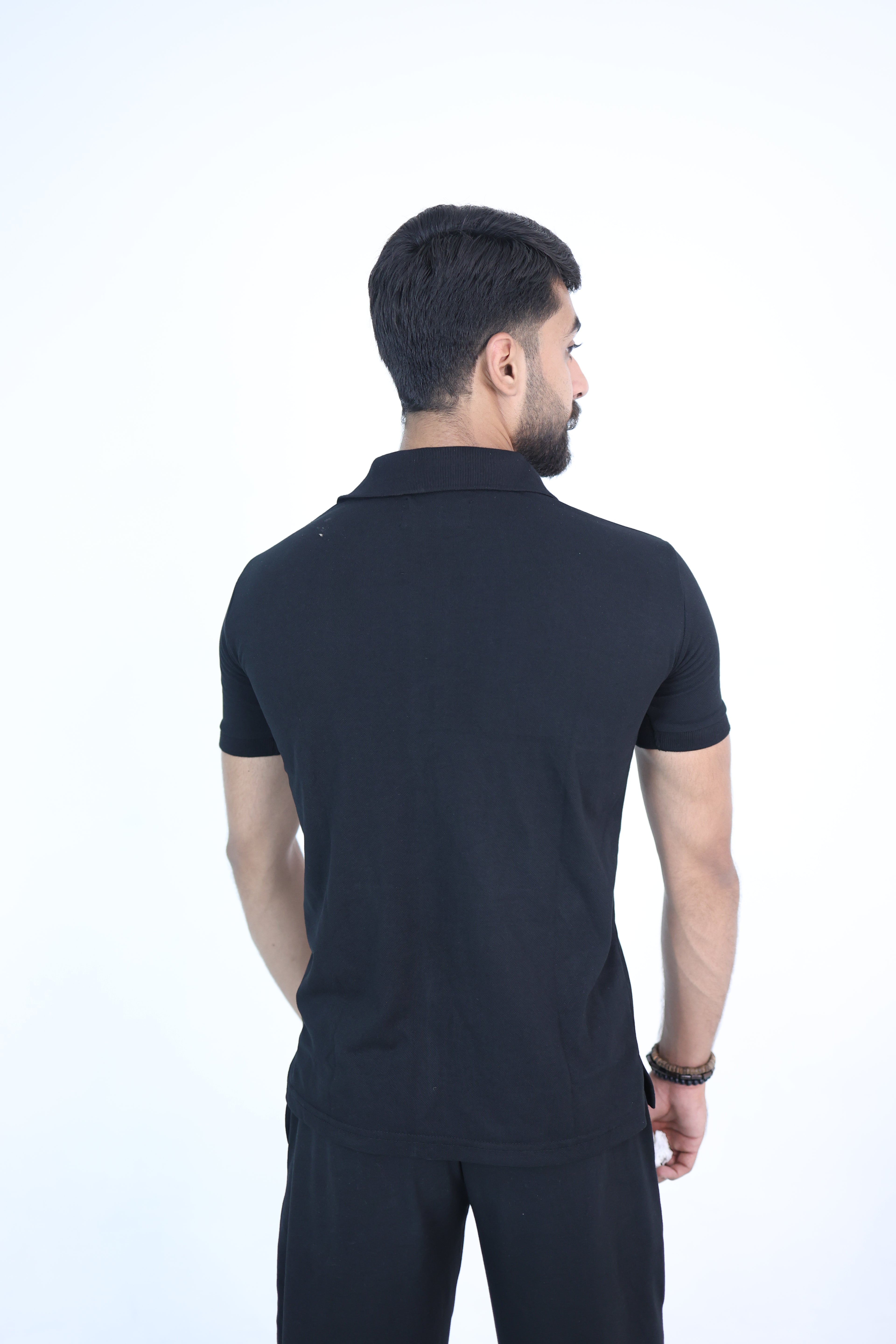 Zip-up polo black